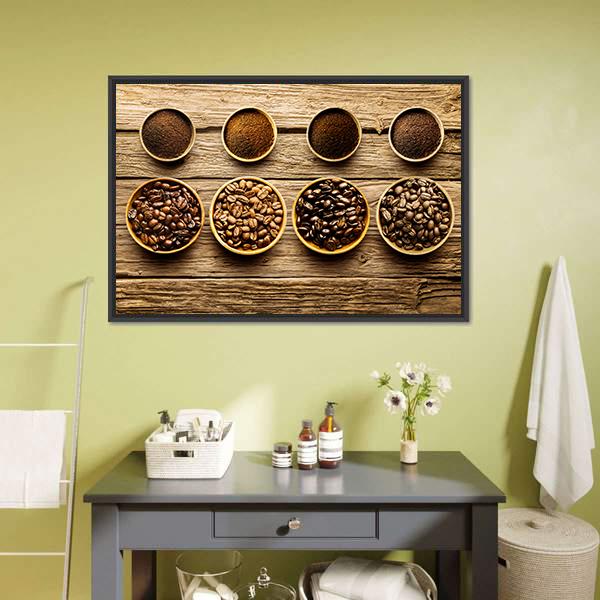 Coffee Beans &amp; Powder Canvas Wall Art-5 Horizontal-Gallery Wrap-22" x 12"-Tiaracle
