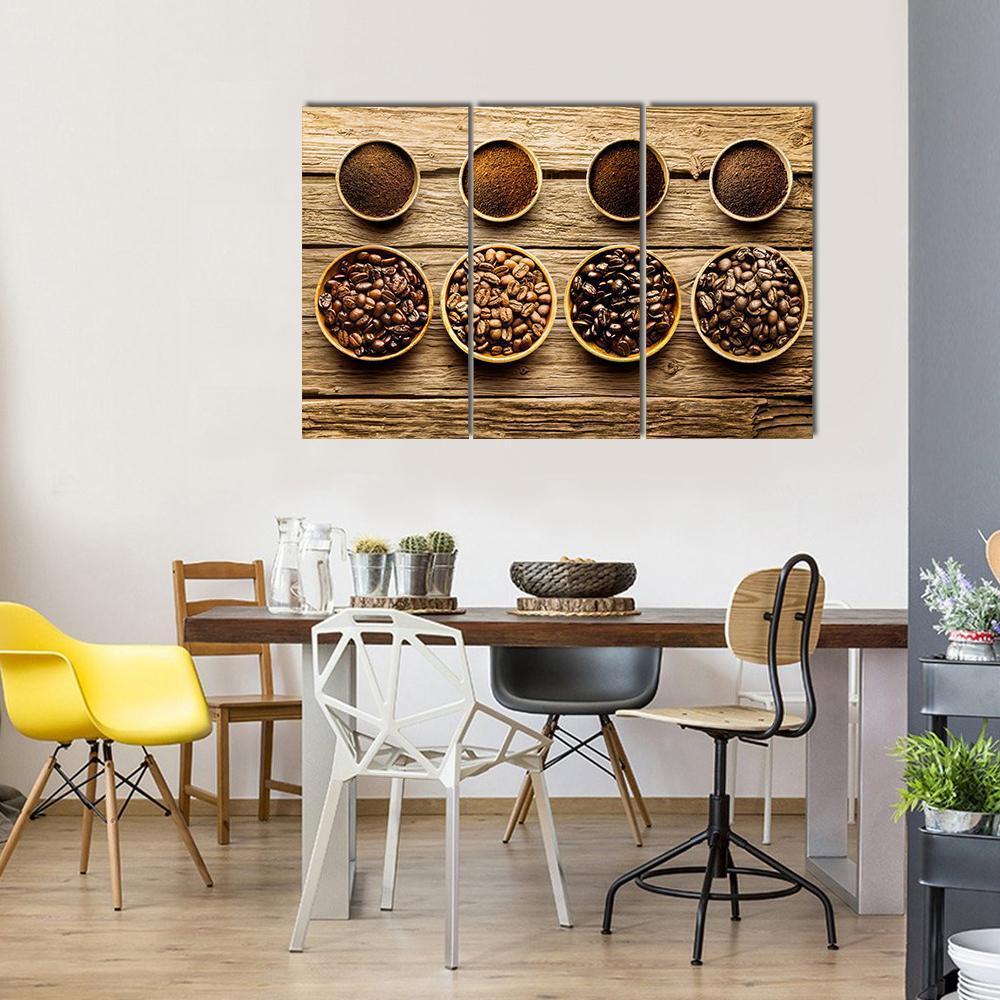 Coffee Beans &amp; Powder Canvas Wall Art-3 Horizontal-Gallery Wrap-37" x 24"-Tiaracle