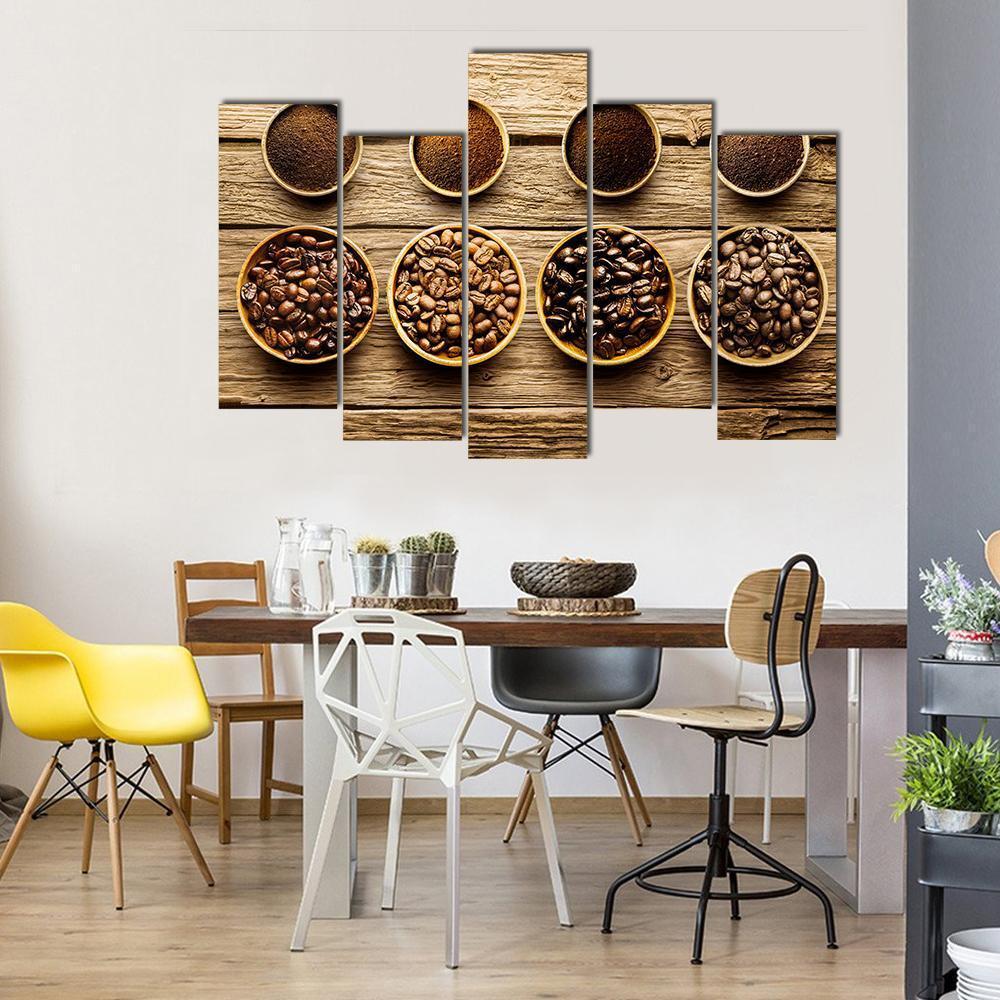 Coffee Beans &amp; Powder Canvas Wall Art-5 Pop-Gallery Wrap-47" x 32"-Tiaracle