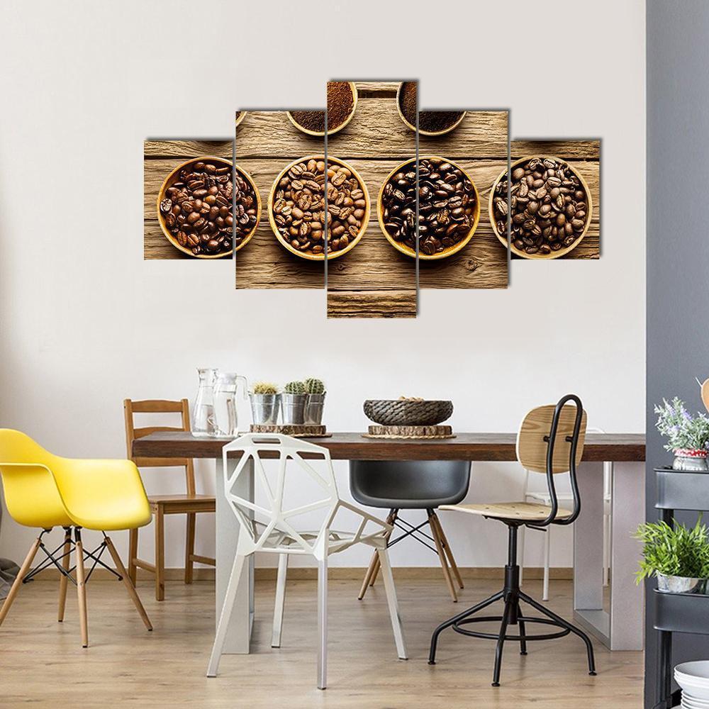 Coffee Beans & Powder Canvas Wall Art-3 Horizontal-Gallery Wrap-37" x 24"-Tiaracle