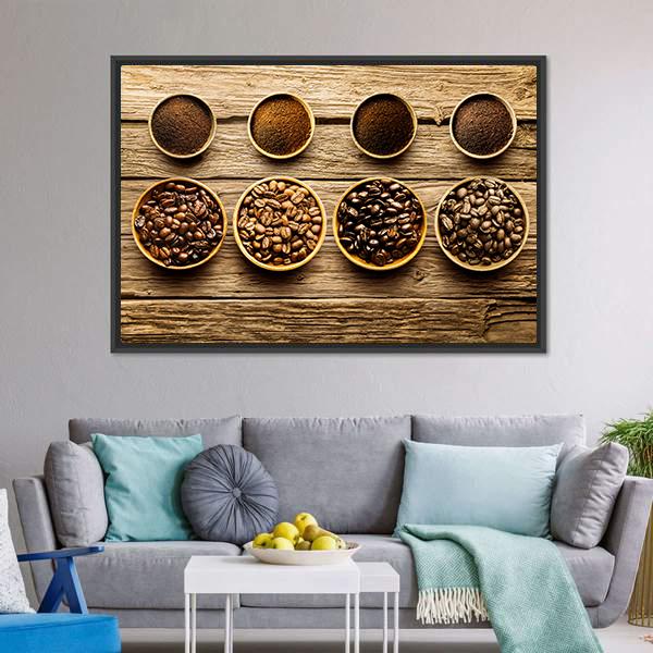 Coffee Beans &amp; Powder Panoramic Canvas Wall Art-1 Piece-36" x 12"-Tiaracle
