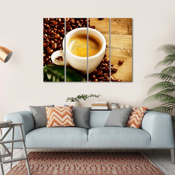 Coffee Espresso Canvas Wall Art-4 Horizontal-Gallery Wrap-34" x 24"-Tiaracle