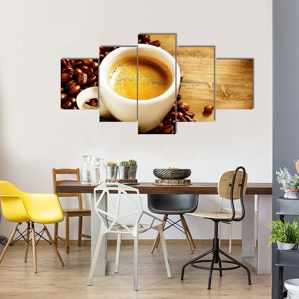 Coffee Espresso Canvas Wall Art-5 Star-Gallery Wrap-62&quot; x 32&quot;-Tiaracle