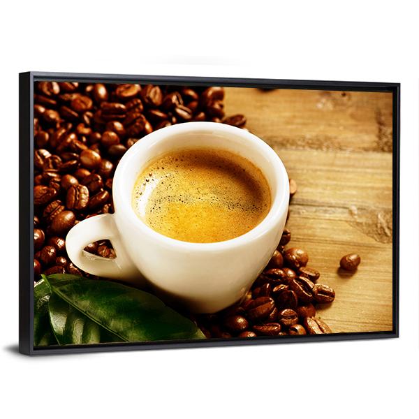 Coffee Espresso Canvas Wall Art-3 Horizontal-Gallery Wrap-25&quot; x 16&quot;-Tiaracle