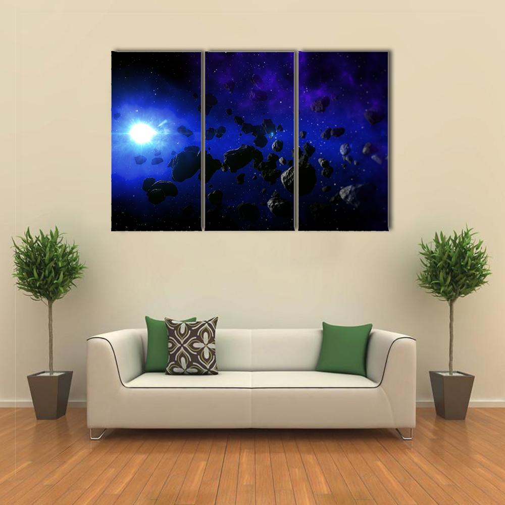 Cold Star With The Flying Asteroids Canvas Wall Art-3 Horizontal-Gallery Wrap-37" x 24"-Tiaracle