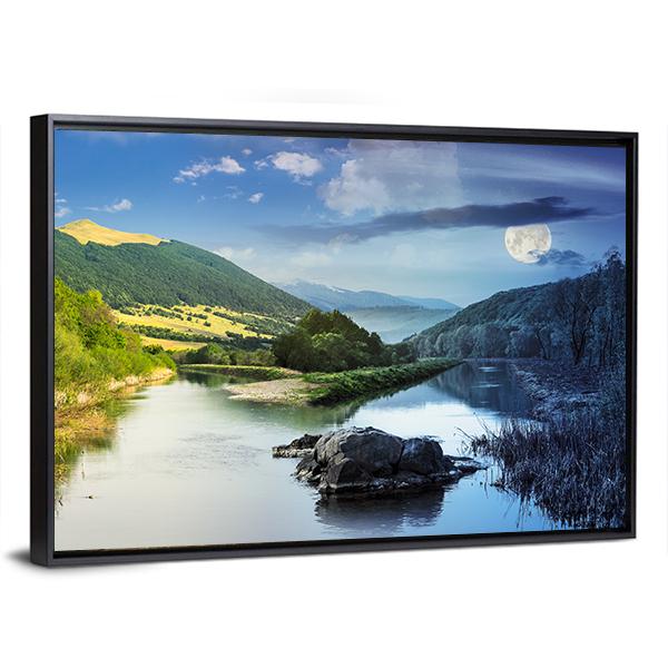 Collage Mountain River Canvas Wall Art-3 Horizontal-Gallery Wrap-25" x 16"-Tiaracle