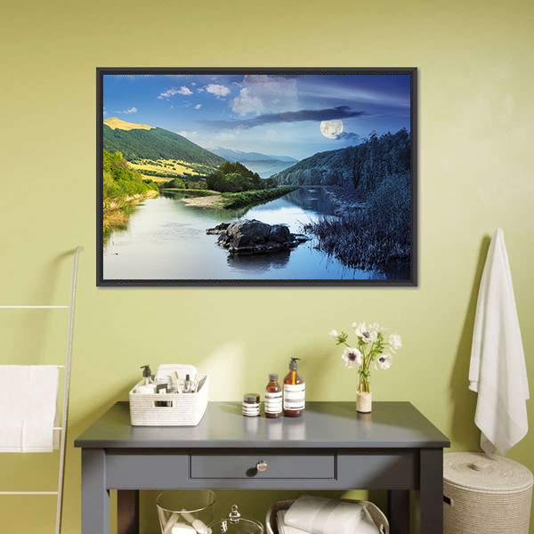 Collage Mountain River Canvas Wall Art-3 Horizontal-Gallery Wrap-25" x 16"-Tiaracle