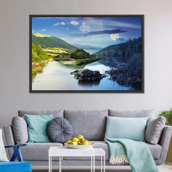 Collage Mountain River Canvas Wall Art-3 Horizontal-Gallery Wrap-25" x 16"-Tiaracle