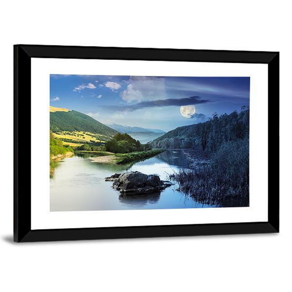 Collage Mountain River Canvas Wall Art-3 Horizontal-Gallery Wrap-25" x 16"-Tiaracle