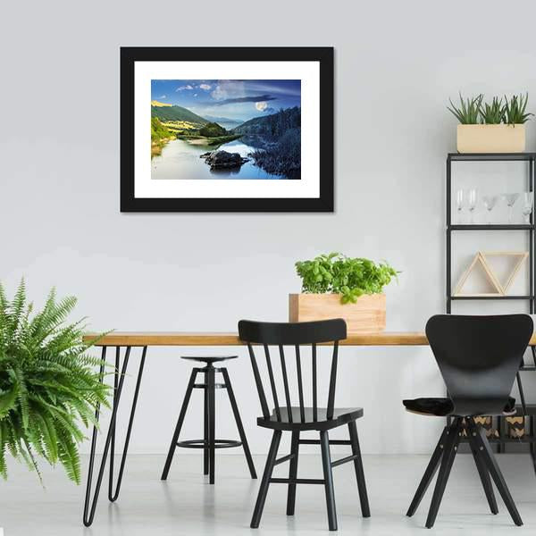 Collage Mountain River Canvas Wall Art-3 Horizontal-Gallery Wrap-25" x 16"-Tiaracle
