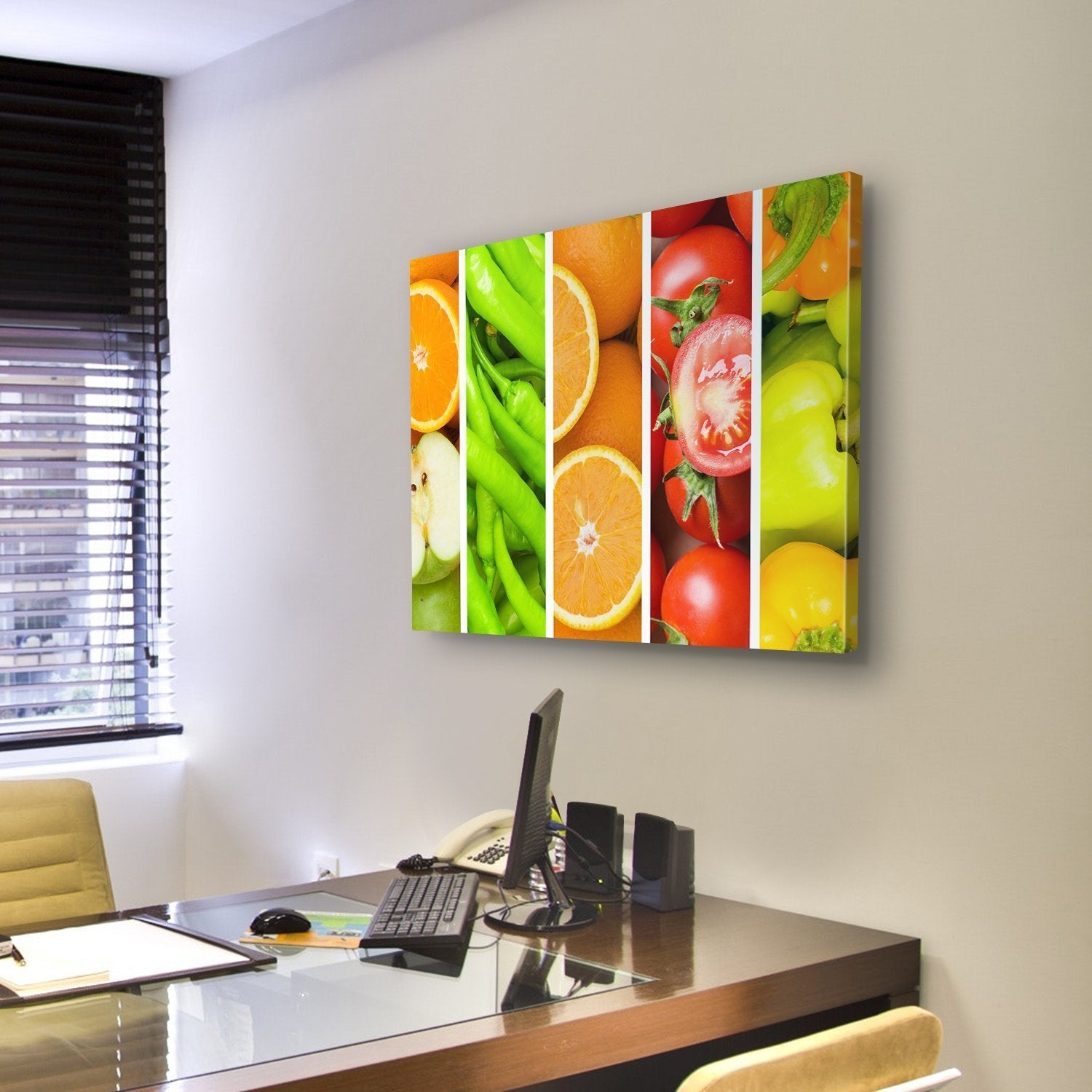 Collage Of Fruits & Vegetables Canvas Wall Art-4 Pop-Gallery Wrap-50" x 32"-Tiaracle