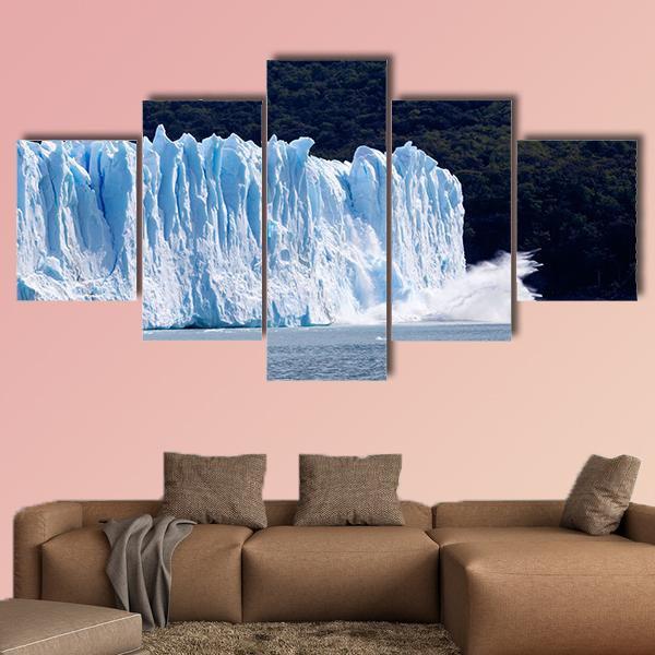 Glacier In Argentina Canvas Wall Art-5 Star-Gallery Wrap-62" x 32"-Tiaracle