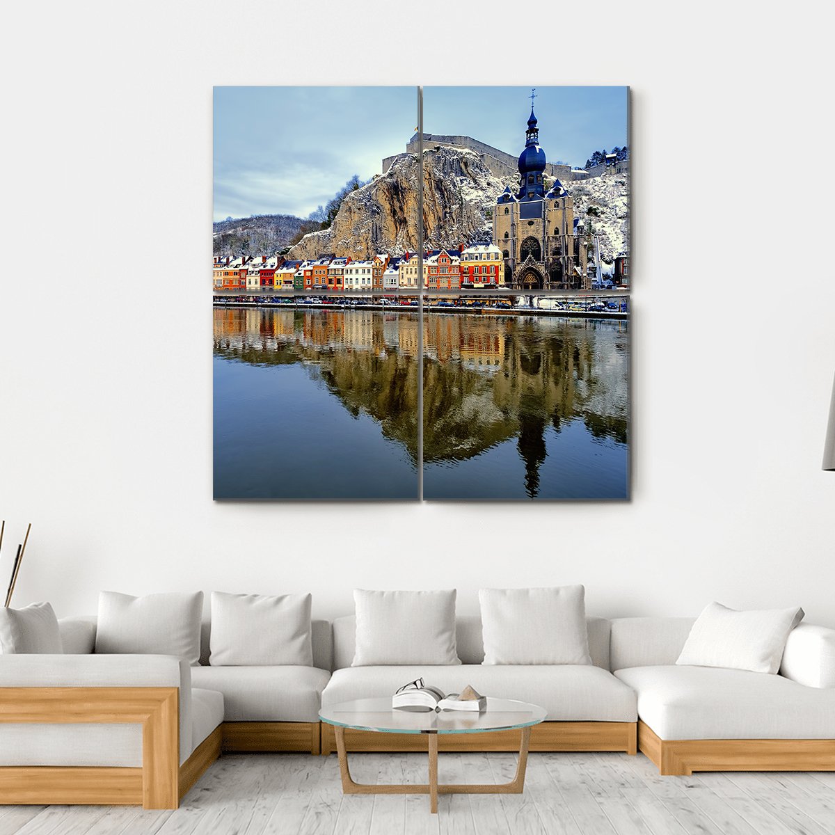 Collegiate Church & River Canvas Wall Art-4 Square-Gallery Wrap-17" x 17"-Tiaracle