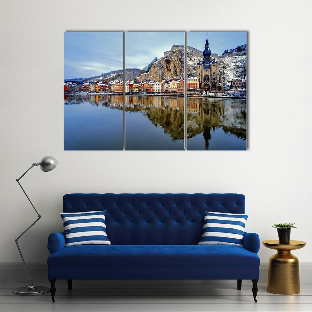 Collegiate Church &amp; River Canvas Wall Art-3 Horizontal-Gallery Wrap-37" x 24"-Tiaracle