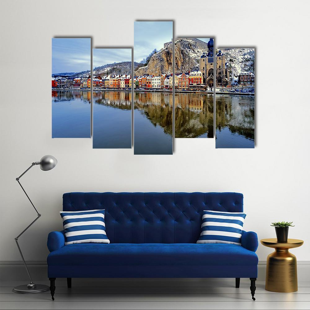 Collegiate Church &amp; River Canvas Wall Art-5 Pop-Gallery Wrap-47" x 32"-Tiaracle