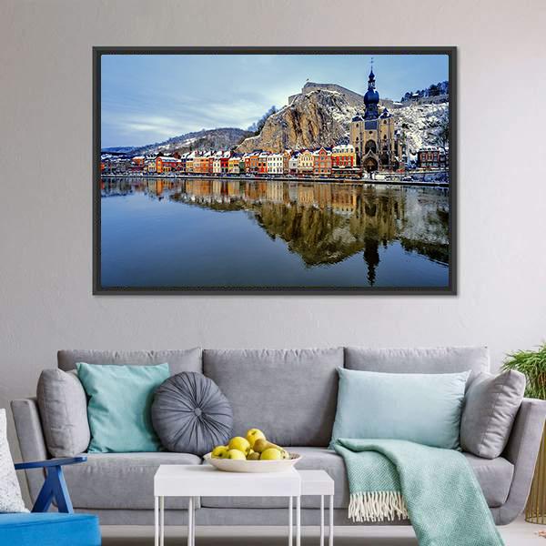 Collegiate Church & River Canvas Wall Art-3 Horizontal-Gallery Wrap-25" x 16"-Tiaracle