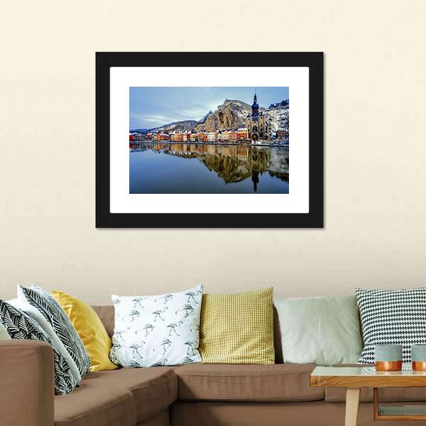 Collegiate Church &amp; River Canvas Wall Art-1 Piece-Framed Print-20" x 16"-Tiaracle
