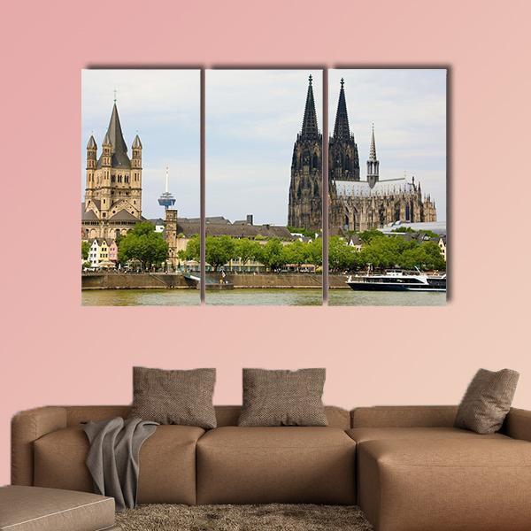 Cologne Cathedral Canvas Wall Art-3 Horizontal-Gallery Wrap-37" x 24"-Tiaracle