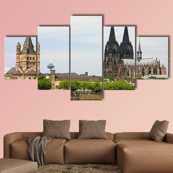 Cologne Cathedral Canvas Wall Art-5 Star-Gallery Wrap-62" x 32"-Tiaracle
