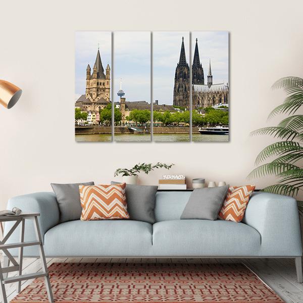 Cologne Cathedral Canvas Wall Art-4 Horizontal-Gallery Wrap-34" x 24"-Tiaracle