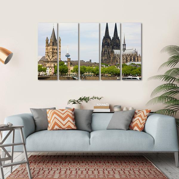 Cologne Cathedral Canvas Wall Art-5 Horizontal-Gallery Wrap-22" x 12"-Tiaracle