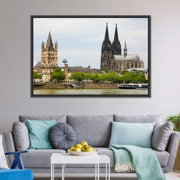 Cologne Cathedral Canvas Wall Art-3 Horizontal-Gallery Wrap-25" x 16"-Tiaracle