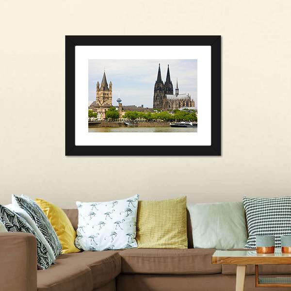 Cologne Cathedral Canvas Wall Art-1 Piece-Framed Print-20" x 16"-Tiaracle