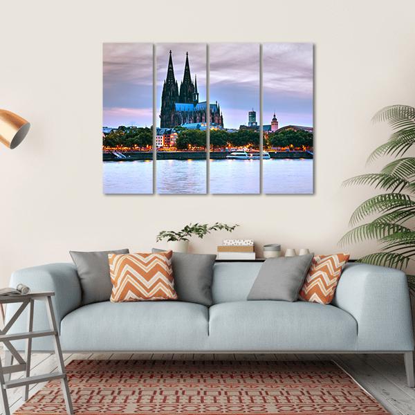 Cologne City Germany Canvas Wall Art-4 Horizontal-Gallery Wrap-34" x 24"-Tiaracle