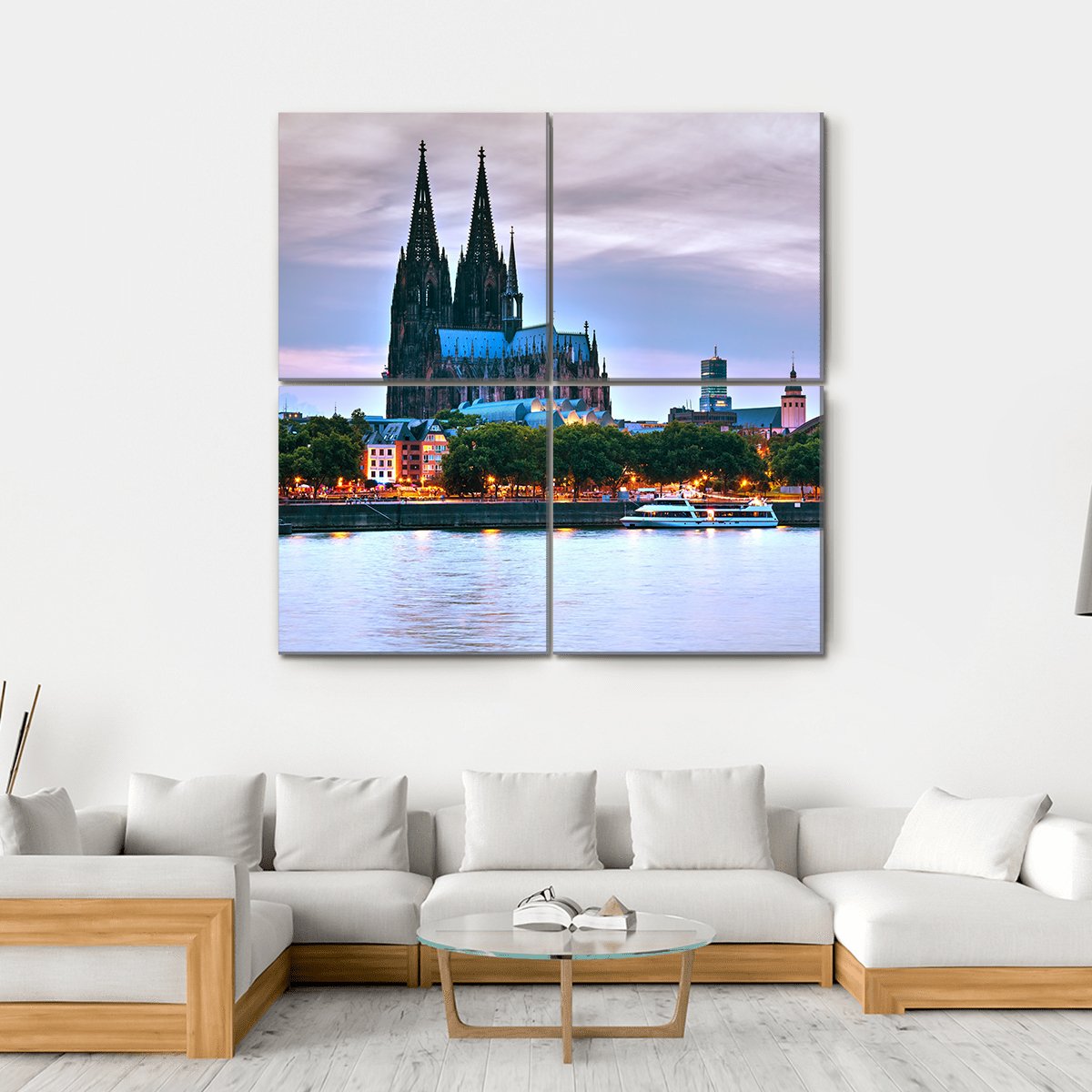 Cologne City Germany Canvas Wall Art-4 Square-Gallery Wrap-17" x 17"-Tiaracle
