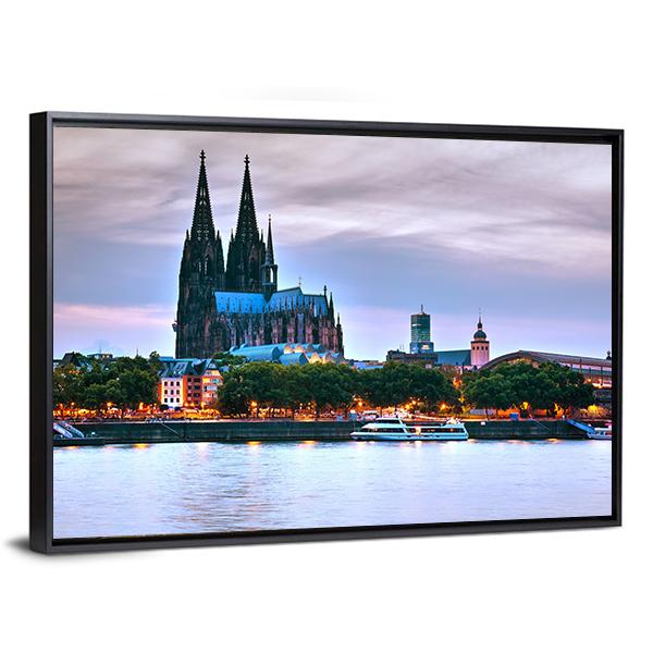 Cologne City Germany Canvas Wall Art-3 Horizontal-Gallery Wrap-25" x 16"-Tiaracle