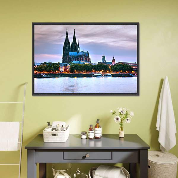 Cologne City Germany Canvas Wall Art-3 Horizontal-Gallery Wrap-25" x 16"-Tiaracle