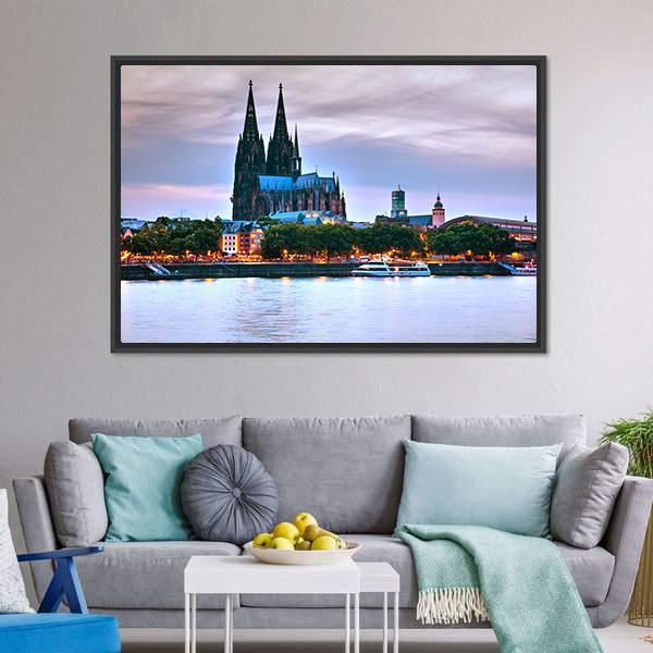 Cologne City Germany Canvas Wall Art-3 Horizontal-Gallery Wrap-25" x 16"-Tiaracle