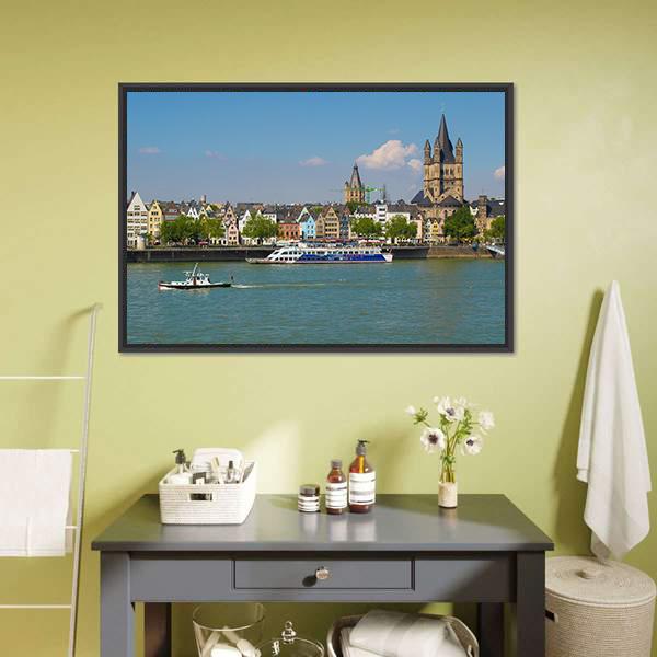 Cologne City Panoramic Canvas Wall Art-1 Piece-36" x 12"-Tiaracle