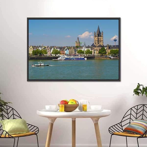 Cologne City Panoramic Canvas Wall Art-1 Piece-36" x 12"-Tiaracle
