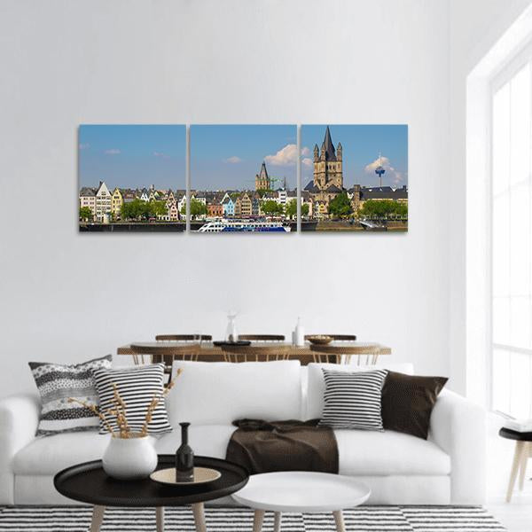 Cologne City Panoramic Canvas Wall Art-3 Piece-25" x 08"-Tiaracle