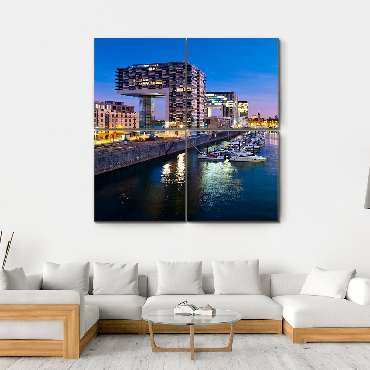 Cologne Cityscape Canvas Wall Art-4 Square-Gallery Wrap-17" x 17"-Tiaracle