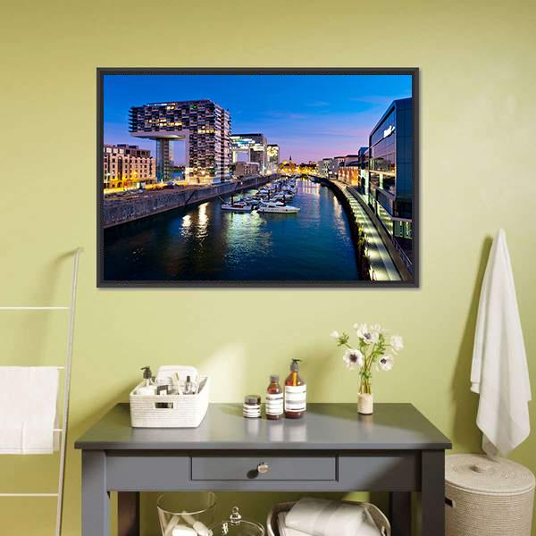 Cologne Cityscape Canvas Wall Art-5 Horizontal-Gallery Wrap-22" x 12"-Tiaracle