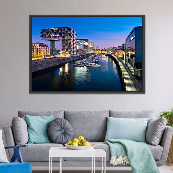 Cologne Cityscape Canvas Wall Art-5 Horizontal-Gallery Wrap-22" x 12"-Tiaracle