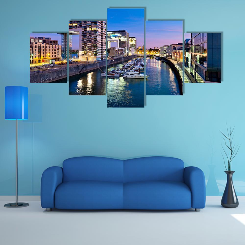 Cologne Cityscape Canvas Wall Art-5 Star-Gallery Wrap-62" x 32"-Tiaracle