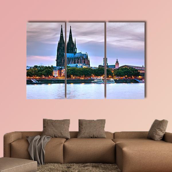 Cologne City Germany Canvas Wall Art-3 Horizontal-Gallery Wrap-25" x 16"-Tiaracle
