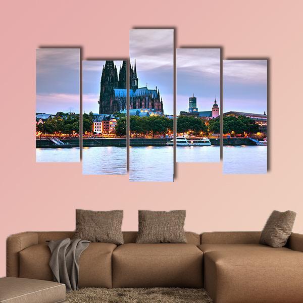 Cologne City Germany Canvas Wall Art-5 Pop-Gallery Wrap-47" x 32"-Tiaracle