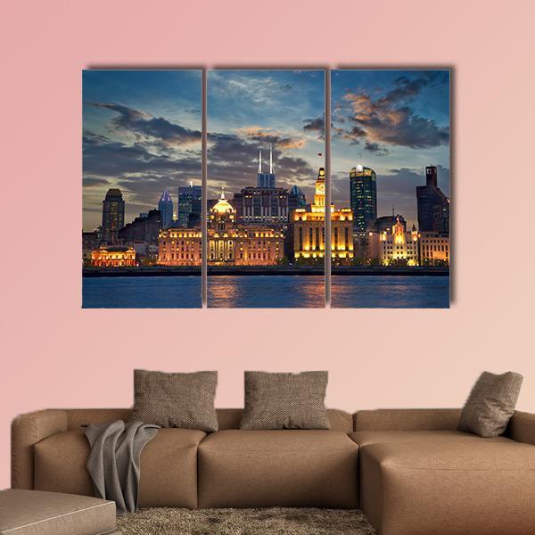 The Bund In Shanghai Canvas Wall Art-3 Horizontal-Gallery Wrap-25" x 16"-Tiaracle