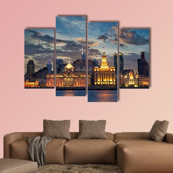 The Bund In Shanghai Canvas Wall Art-4 Pop-Gallery Wrap-50&quot; x 32&quot;-Tiaracle
