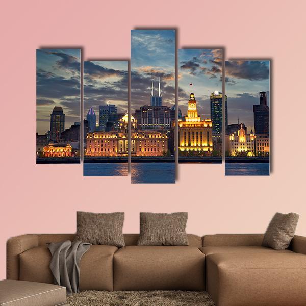 The Bund In Shanghai Canvas Wall Art-5 Pop-Gallery Wrap-47" x 32"-Tiaracle