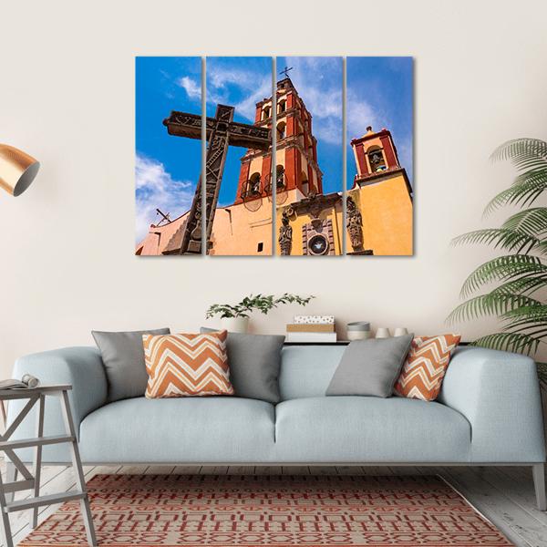 Colonial Traditional Church Canvas Wall Art-4 Horizontal-Gallery Wrap-34" x 24"-Tiaracle