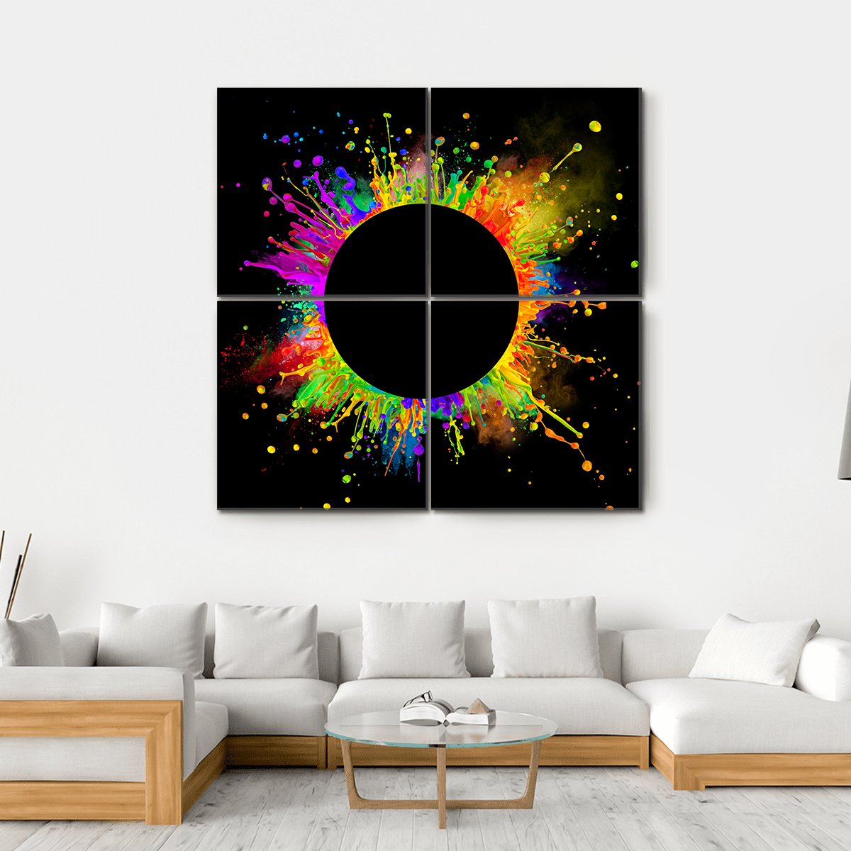 Color Splashes Canvas Wall Art-4 Square-Gallery Wrap-17" x 17"-Tiaracle