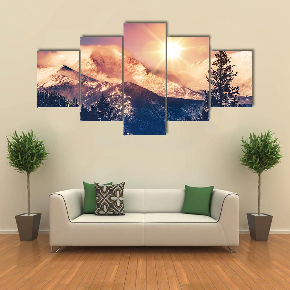 Colorado Mountains Canvas Wall Art-5 Star-Gallery Wrap-42" x 21"-Tiaracle