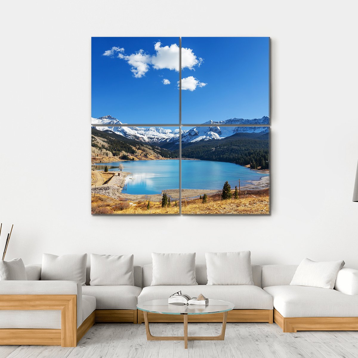 Colorado Rocky Mountains Lake Canvas Wall Art-4 Square-Gallery Wrap-17" x 17"-Tiaracle