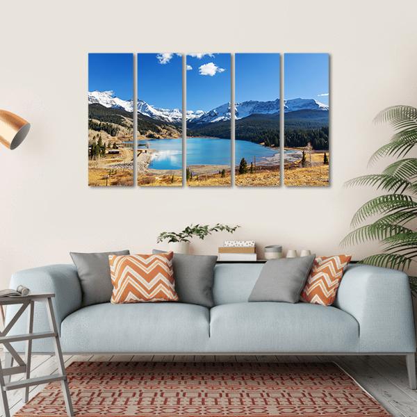 Colorado Rocky Mountains Lake Canvas Wall Art-5 Horizontal-Gallery Wrap-22" x 12"-Tiaracle
