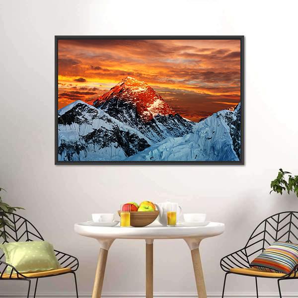 Colored View Of Everest Canvas Wall Art-1 Piece-Floating Frame-24" x 16"-Tiaracle